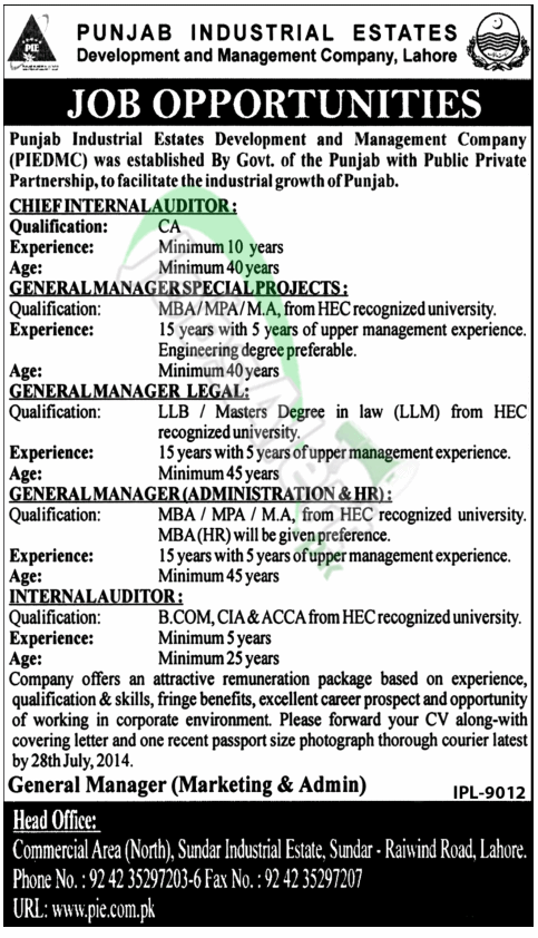 Punjab Industrial Estates (PIEDMC) Lahore