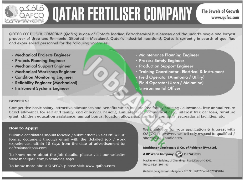 Qatar Fertiliser Company (Qafco) Jobs Opportunities 2014 JobsAlert.pk