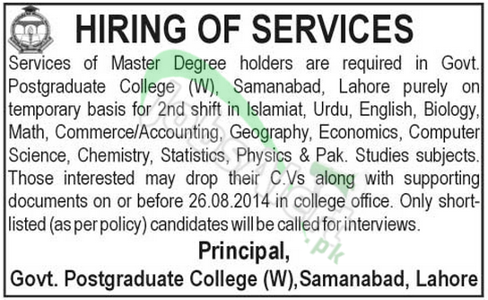 Govt Postgraduate College for Women Lahore