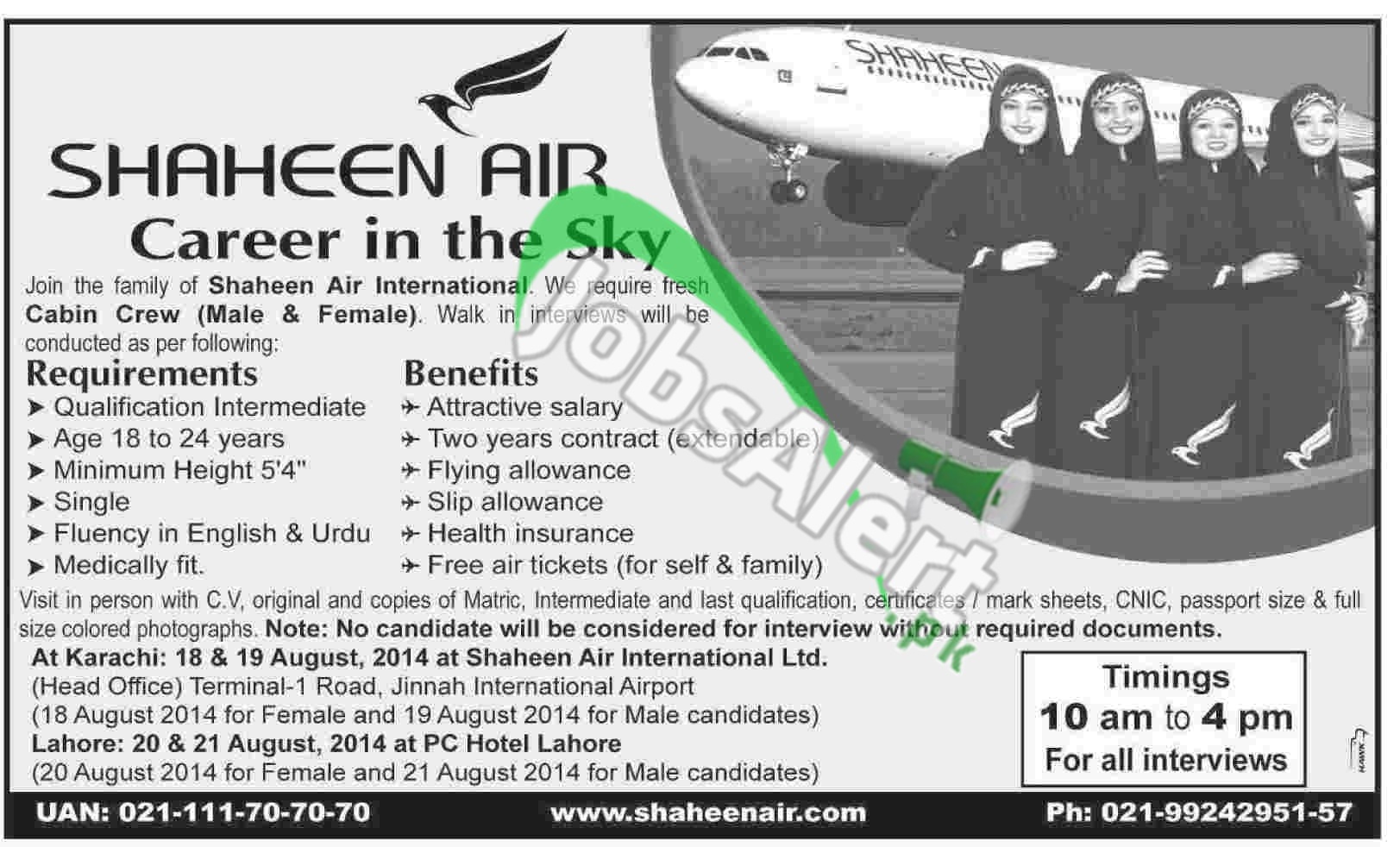 Shaheen Airline Jobs 2014 For Cabin Crew Male Female Jobs In