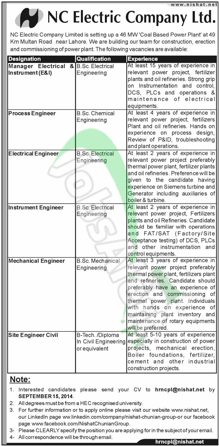 NC Electric Company Ltd Lahore