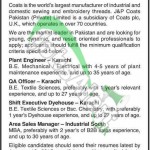 Coats Pakistan Jobs Dec 2014