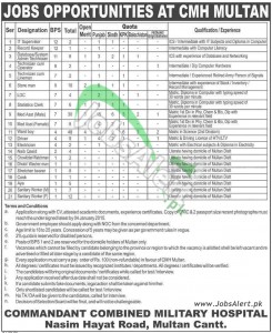 Combined Military Hospital CMH Multan Jobs 2014 Eligibility Criteria