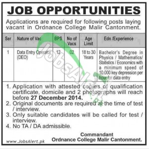 Ordnance College Malir Cantonment