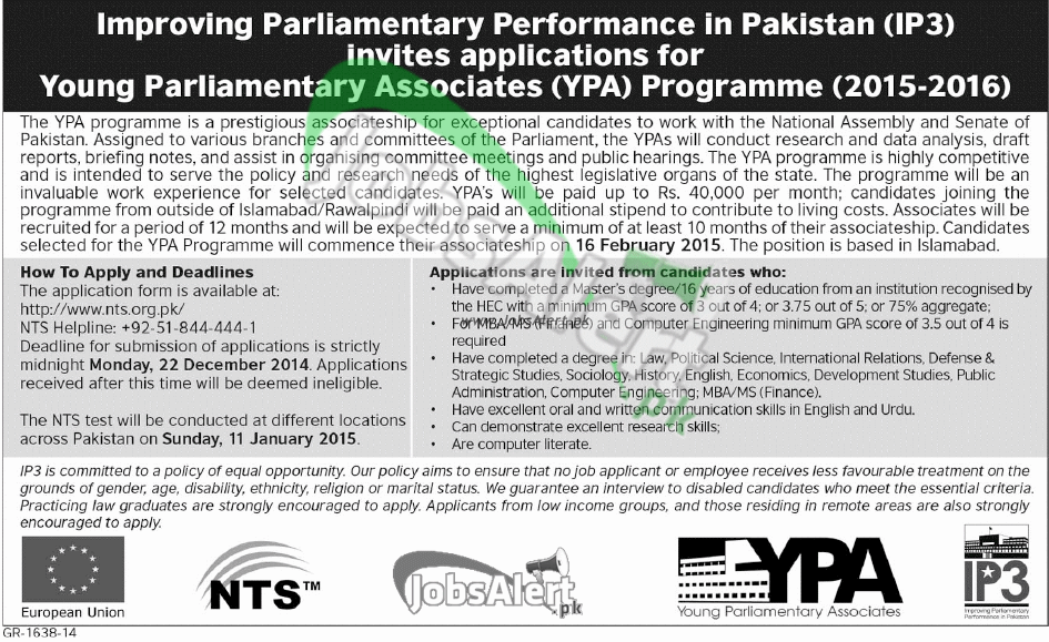 Young Parliamentary Associates (YPA) Programme 2015-2016