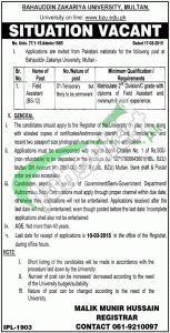 Bahauddin Zakariya University Jobs