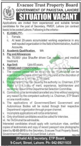 Evacuee Trust Property Board Lahore Jobs