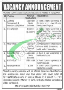 Jobs in National NGO Pakistan