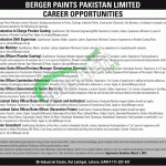 Berger Paints Lahore Jobs 