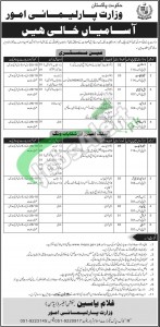 Ministry of Parliamentary Affairs Pakistan Jobs