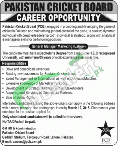 Pakistan Cricket Board Job