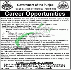 Punjab Board of Investment & Trade Jobs