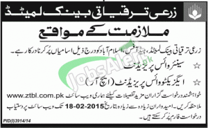 Zarai Taraqiati Bank Ltd ZTBL Jobs