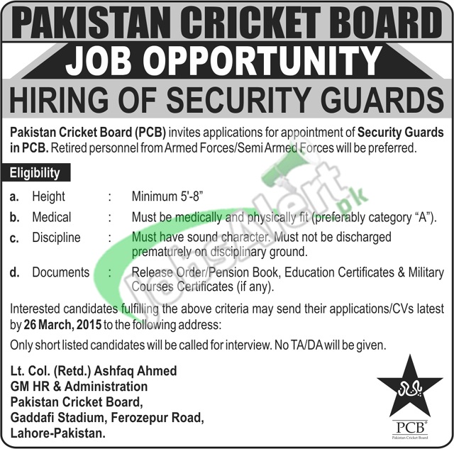 Pakistan Cricket Board Jobs
