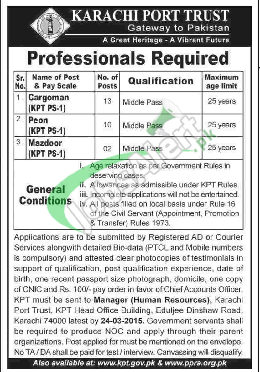 Karachi Port Trust Jobs