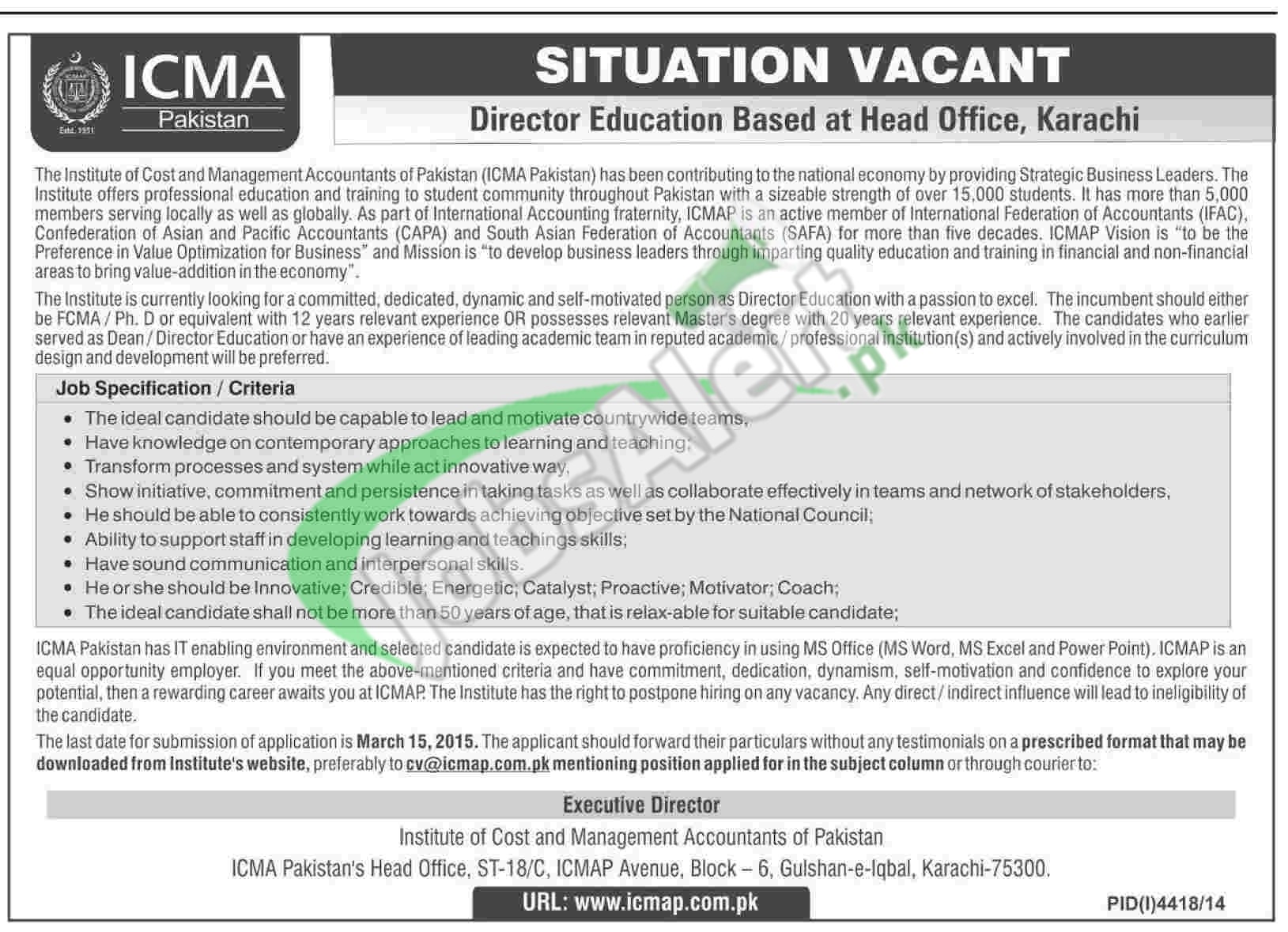 ICMA Pakistan Jobs