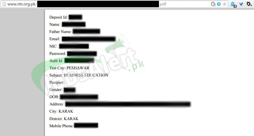 NTS Share Personal Data of every Candidate