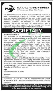 Pak Arab Refinery Ltd (PARCO) Jobs