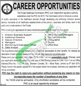 PHC Lahore Jobs