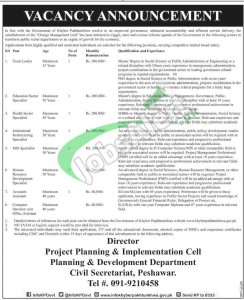 Jobs in Planning and Development Department KPK