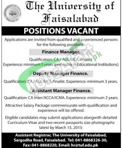 The University of Faisalabad Jobs