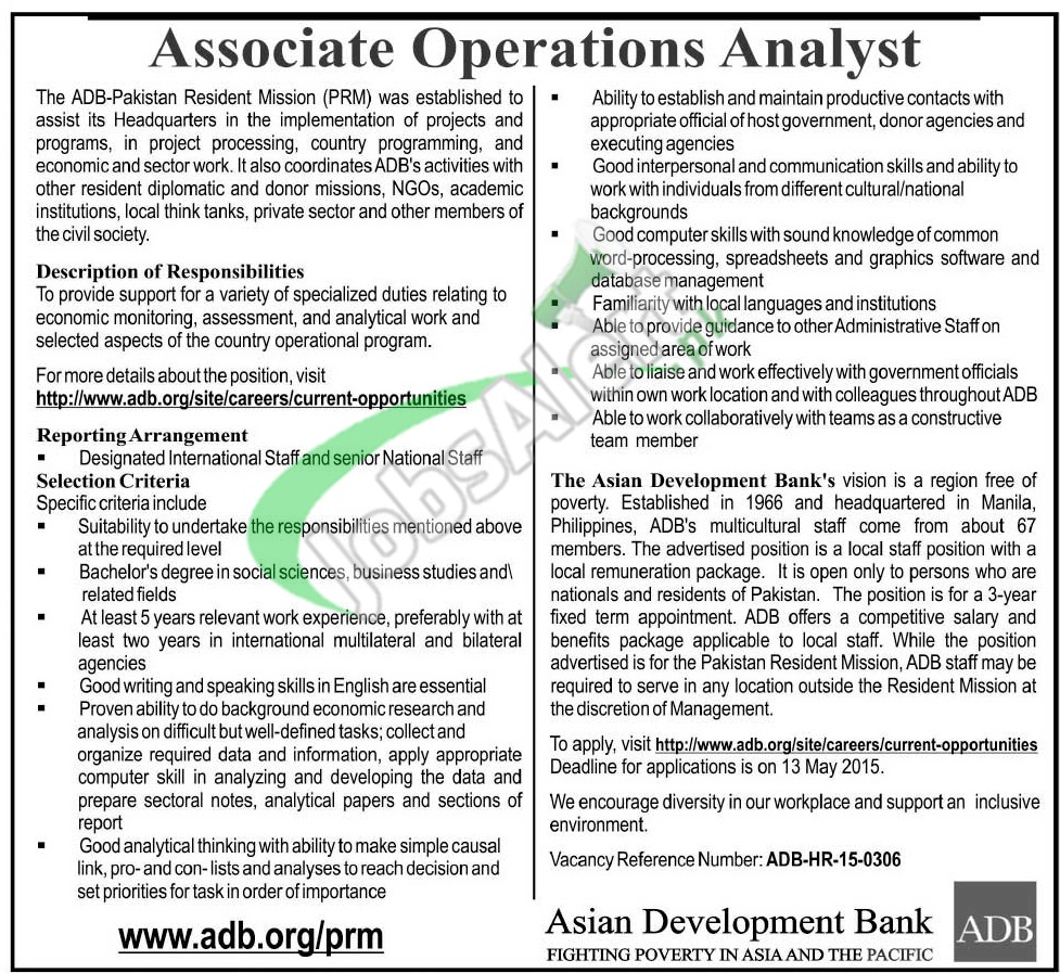 Jobs in Asian Development Bank Pakistan