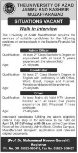 University of AJK Muzaffarabad Jobs