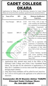 Jobs in Cadet College Okara