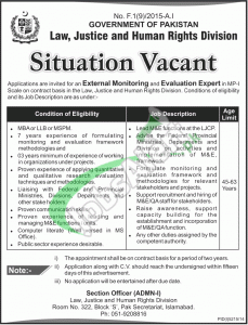 Law Justice & Human Rights Division Islamabad Jobs