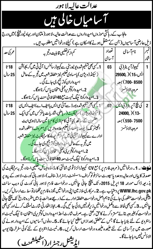 Lahore High Court Jobs