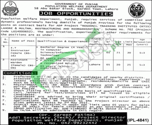 Population Welfare Department Punjab Jobs