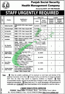 PSSHMC Lahore Jobs