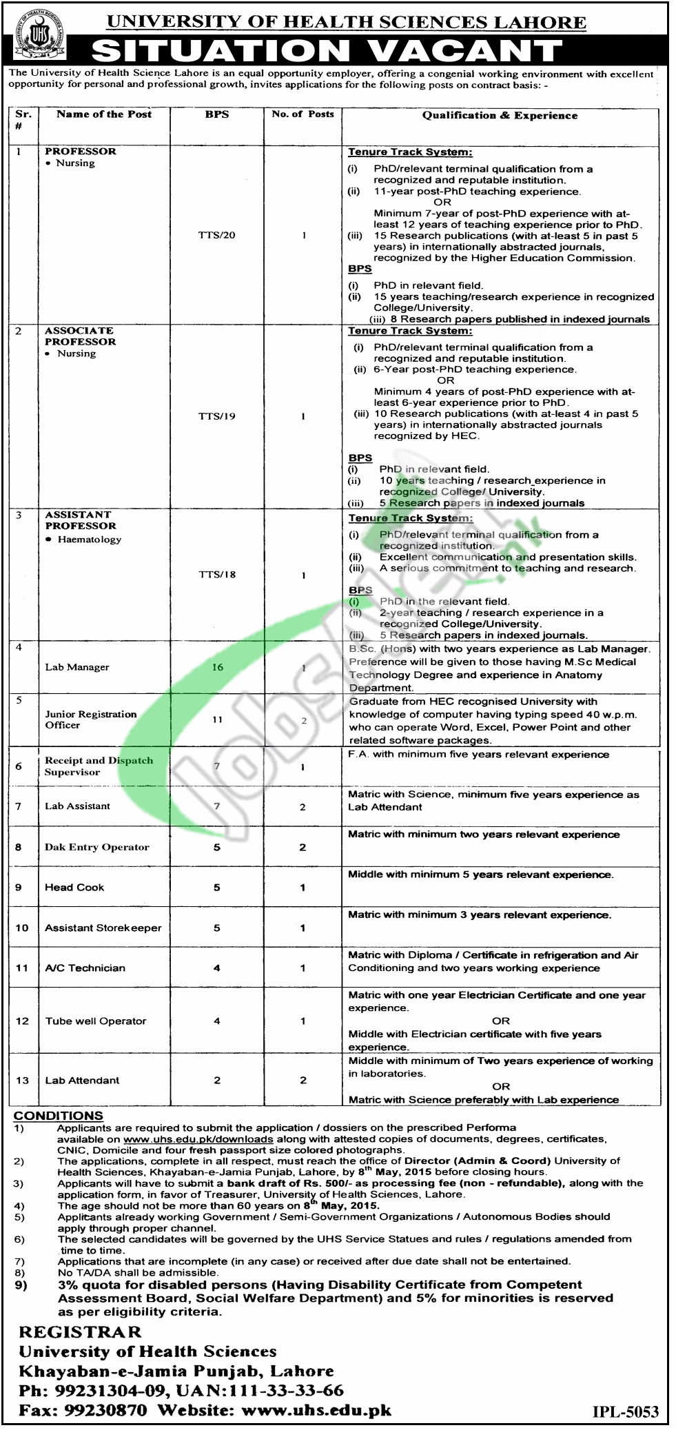 Jobs in UHS Lahore