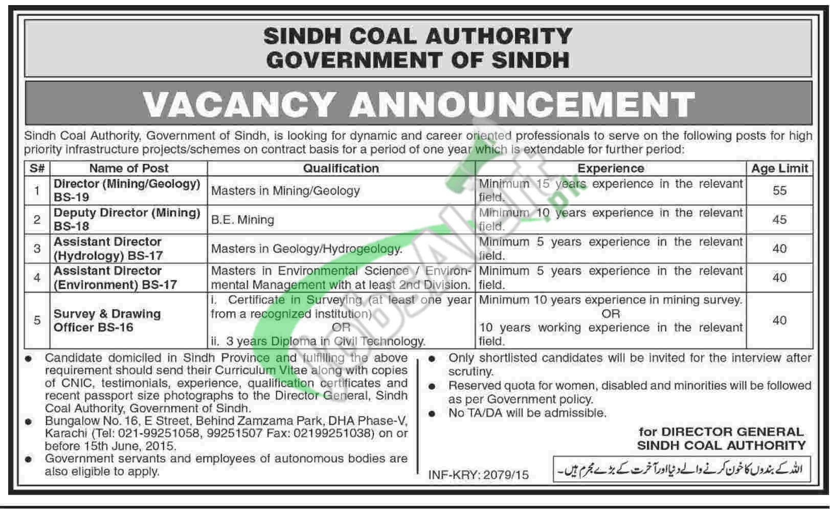 Sindh Coal Authority Jobs