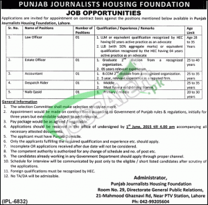 Punjab Journalist Housing Foundation Jobs