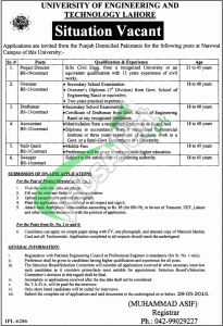 Jobs in UET Lahore