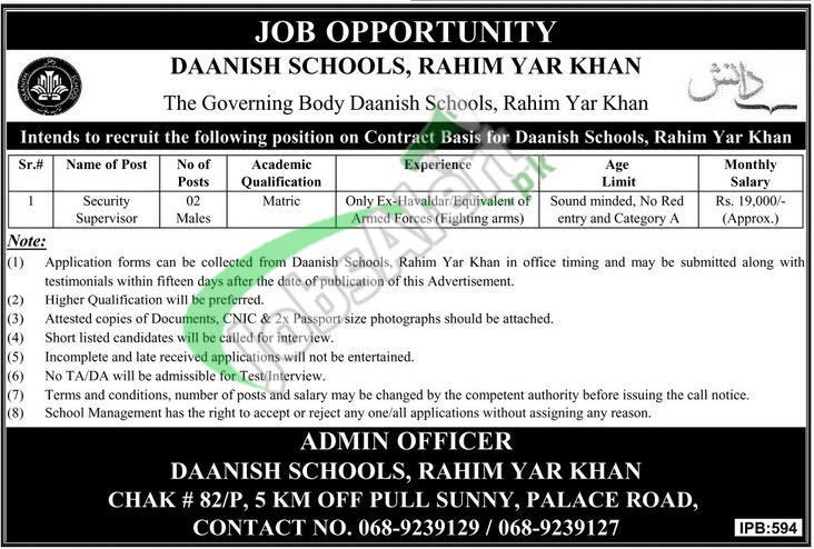 Jobs in Daanish School Rahim Yar Khan