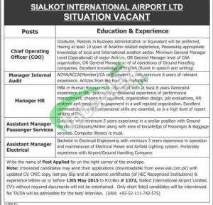 Jobs in Sialkot International Airport