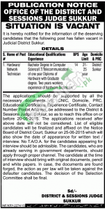 District & Session Court Sukkur Jobs