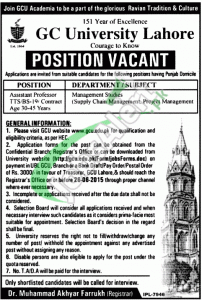 GC University Lahore Jobs