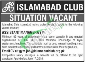 Islamabad Club Jobs