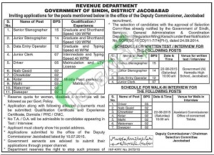 Revenue Department Sindh Jobs