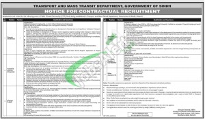 Transport & Mass Transit Department Sindh Jobs