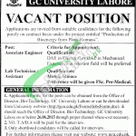 GC University Lahore Jobs