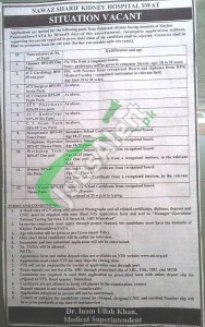 Nawaz Sharif Kidney Hospital Swat Jobs