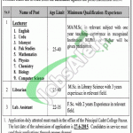 Cadet College Pasrur Jobs