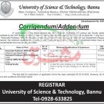 University of Science & Technology Bannu Jobs