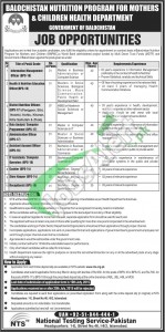 Balochistan Nutrition Program for Mothers & Children Health Department Jobs