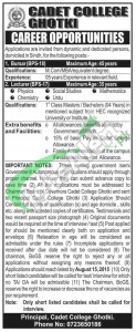 Jobs in Cadet College Ghotki