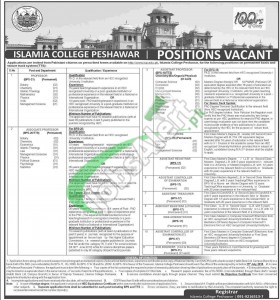 Islamia College University Peshawar Jobs